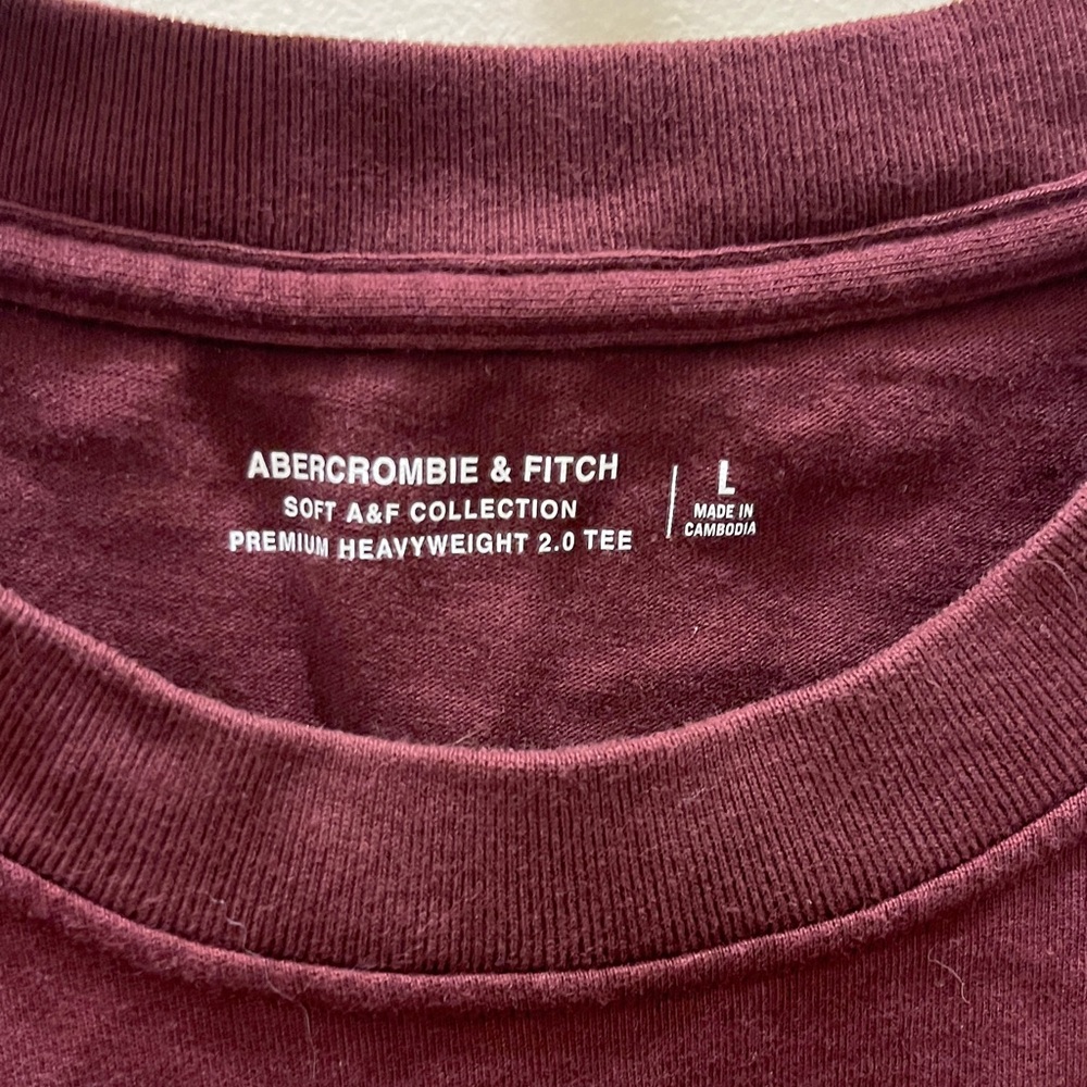 Abercrombie & Fitch Burgundy Heavyweight Crewneck Tee